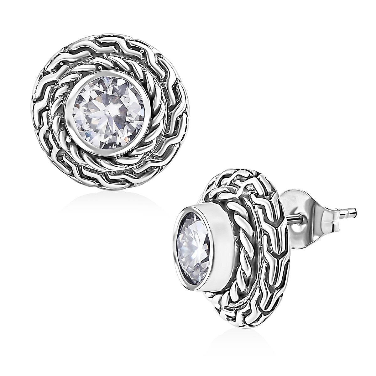 Bali Legacy 120 Facet Moissanite 1.50 ctw Stud Earrings in Sterling Silver