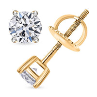 IGI Certified Luxuriant Lab Grown Diamond E-F VS 1.00 ctw Stud Earrings in 14K Yellow Gold