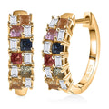 D'Joy Multi Sapphire, Moissanite Hoop Earrings in 18K Vermeil YG Over Sterling Silver 2.00 ctw - Sticky add to cart bar