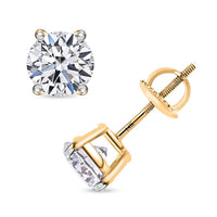 IGI Certified Luxuriant Lab Grown Diamond E-F VS 1.50 ctw Stud Earrings in 14K Yellow Gold