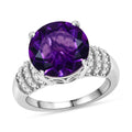African Amethyst and White Zircon 6.50 ctw Ring in Rhodium Over Sterling Silver (Size 10.0) - Sticky add to cart bar