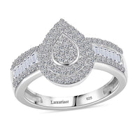Luxuriant Lab Grown Diamond (G-H, SI) Fancy Ring in Rhodium Over Sterling Silver (Size 10.0) 0.75 ctw