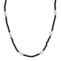 White Shell Pearl and Thai Black Spinel 50.00 ctw Beaded Necklace in Silvertone (18-20 Inches) - Sticky add to cart bar