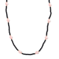 Pink Shell Pearl and Thai Black Spinel 50.00 ctw Beaded Necklace in Rosetone 18-20 Inches
