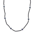 Peacock Color Shell Pearl and Thai Black Spinel 77.00 ctw Beaded Endless Necklace in Silvertone 30 Inches - Sticky add to cart bar