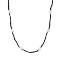Pink Shell Pearl and Thai Black Spinel 77.00 ctw Beaded Endless Necklace in Rosetone 30 Inches