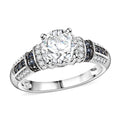 Epic Deal Moissanite (Rnd 7.5mm), Blue Sapphire Ring in Rhodium Over Sterling Silver (Size 10.0) 2.00 ctw - Sticky add to cart bar