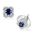 D'Joy AAA Kashmir Kyanite and White Zircon 1.00 ctw Starburst Earrings in Rhodium Over Sterling Silver - Sticky add to cart bar
