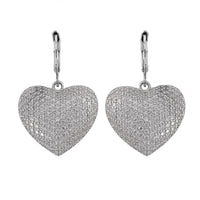 Simulated Diamond 240.00 ctw Heart Lever Back Earrings in Silvertone