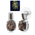 D'Joy Natural Yooperlite and Multi Gemstone 7.70 ctw Lunar Glow Earrings in Rhodium Over Sterling Silver with Free UV Flash Light - Sticky add to cart bar