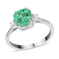 RHAPSODY 950 Platinum AAAA Boyaca Colombian Emerald and E-F VS Diamond Ring 4 Grams 1.90 ctw