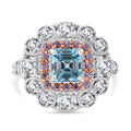 Combodian Blue Zircon, Multi Gemstone Ring in Rhodium Over Sterling Silver (Size 7.0) 1.80 ctw - Sticky add to cart bar