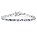 Ceylon Blue Sapphire and Luxuriant Lab Grown Diamond 7.00 ctw Bracelet in Rhodium Over Sterling Silver (6.50 In) - Sticky add to cart bar