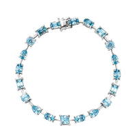 Premium Cambodian Blue Zircon Bracelet in Rhodium Over Sterling Silver (7.25 In) 15.50 ctw