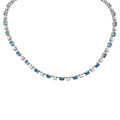 Premium Cambodian Blue Zircon and Moissanite 29.70 ctw Necklace in Rhodium Over Sterling Silver 18 Inches - Sticky add to cart bar