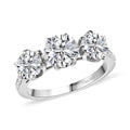 One Time Only Moissanite (Rnd 7 mm) Ring in Rhodium Over Sterling Silver (Size 10.0) 2.90 ctw - Sticky add to cart bar