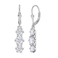 One Time Only Moissanite (Rnd 6mm) Lever Back Earrings in Rhodium Over Sterling Silver 3.35 ctw - Sticky add to cart bar