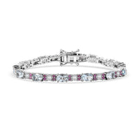 Premium Mangoro Aquamarine and Multi Gemstone 7.80 ctw Celestial Serenade Bracelet in Rhodium Over Sterling Silver (7.25 In)