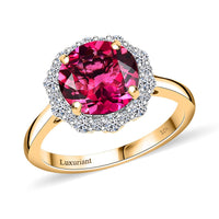 Certified & Appraised AAA Luxuriant Bixbite (LG) and E-F VS Lab Grown Diamond 3.67 ctw Ring in 10K Yellow Gold