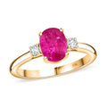 Certified & Appraised Luxoro AAA Montepuez Ruby and I2 Diamond 1.65 ctw Ring in 10K Yellow Gold - Sticky add to cart bar