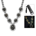 Karis Natural Yooperlite 23.80 ctw Midnight Majesty Necklace in Platinum Bond 18-20 Inches with Free UV Flash Light - Sticky add to cart bar
