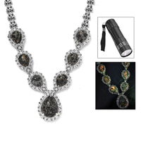 Karis Natural Yooperlite 23.80 ctw Midnight Majesty Necklace in Platinum Bond 18-20 Inches with Free UV Flash Light