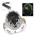 Karis Natural Yooperlite 9.00 ctw Crown Ring in 18K YG Plated and Platinum Bond (Size 7.0) with Free UV Flash Light - Sticky add to cart bar