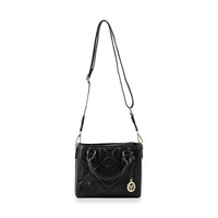 Valentino Orlandi Black Quilted Leather Handbag with Top Handle and Removable Shoulder Strap