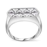 Moissanite (Triangle 4mm) Ring in Rhodium Over Sterling Silver (Size 10.0) 3.10 ctw