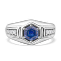 Blue and White Moissanite 1.25 ctw Mens Ring in Rhodium Over Sterling Silver (Size 10.0) - Sticky add to cart bar