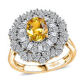 Premium Brazilian Heliodor, Moissanite Ring in 18K Vermeil YG Over Sterling Silver (Size 10.0) 3.90 ctw - Sticky add to cart bar