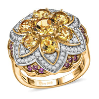 Premium Brazilian Heliodor, Multi Gemstone Ring in 18K Vermeil YG Over Sterling Silver (Size 10.0) 3.85 ctw