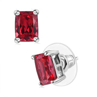 D'Joy Lab Created Padparadscha Sapphire 4.30 ctw Solitaire Stud Earrings in Rhodium Over Sterling Silver