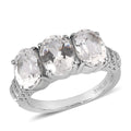 Lab Created White Sapphire 5.10 ctw 3 Stone Ring in Stainless Steel - Sticky add to cart bar