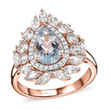 Premium Mangoro Aquamarine, White Zircon Ring in 18K Vermeil RG Over Sterling Silver (Size 10.0) 4.10 ctw - Sticky add to cart bar