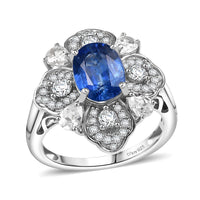 Kashmir Kyanite and White Zircon 4.00 ctw Ring in Rhodium Over Sterling Silver (Size 10.0)