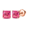 Rubellite  Solitaire Stud Push Post Earring in 18K RG VermeilSterling Silver 2.20 ctw - Sticky add to cart bar