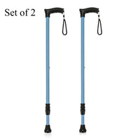 Light Weighted Mild Steel Body Set of 2 Strong Walking Stick with Adjustable Height