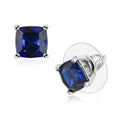 D'Joy Lab Created Blue Sapphire 3.90 ctw Solitaire Stud Earrings in Rhodium Over Sterling Silver - Sticky add to cart bar