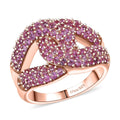 Lab Created Pink Sapphire Band Ring 18K Vermeil RG Over in Sterling Silver (Size 10.0) 2.35 ctw - Sticky add to cart bar
