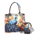 Blue Cat and Flower Pattern Tote Bag (15.9"x4.7"x13.6") and Cellphone Bag (7.9"x4.3"x0.78") - Sticky add to cart bar