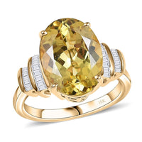 Luxoro 10K Yellow Gold Premium Yellow Apatite, Diamond (G-H, I2) Ring (Size 10.0) 6.90 ctw