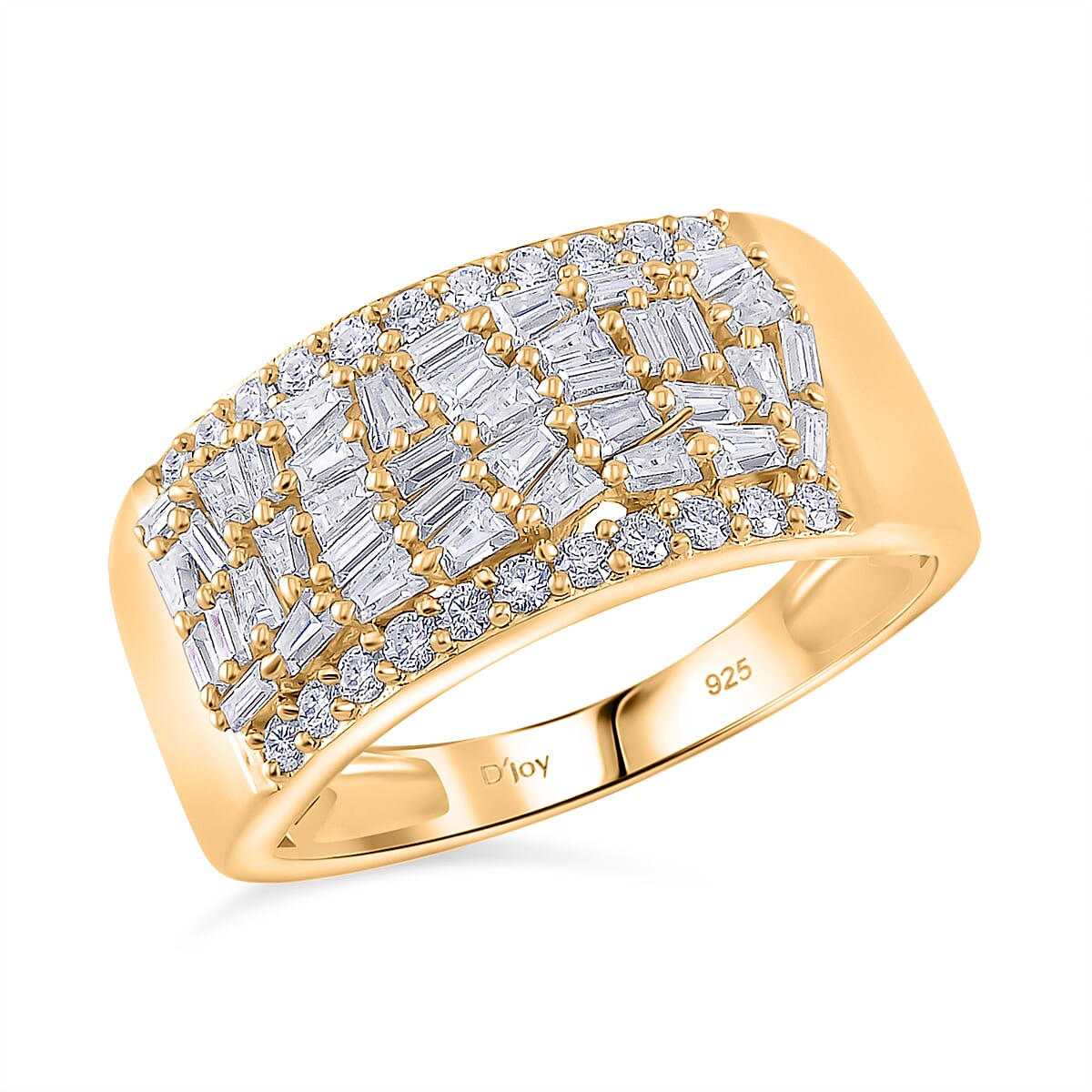 Moissanite Ring in 18K Vermeil YG Over Sterling Silver (Size 10.0) 1.15 ctw
