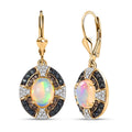 D'Joy Ethiopian Welo Opal and Multi Gemstone 4.35 ctw Greek Cross Lever Back Earrings in 18K Vermeil Yellow Gold Over Sterling Silver - Sticky add to cart bar