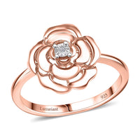 Luxuriant Lab Grown Diamond (VS) Floral Ring in 18K Vermeil RG Sterling Silver (Size 10.0)