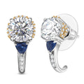 D'Joy Heart and Arrow Cut Moissanite and Masoala Sapphire (D) 3.35 ctw J-Hoop Earrings in 18K Vermeil YG and Rhodium Over Sterling Silver - Sticky add to cart bar