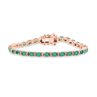 AAA Kagem Zambian Emerald Tennis Bracelet in 18K Vermeil Rose Gold Over Sterling Silver (8.00 In) 5.40 ctw