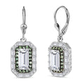 D'Joy Moissanite (Oct 10x5mm), Tsavorite Garnet Art Deco Lever Back Earrings in Rhodium Over Sterling Silver 5.80 ctw - Sticky add to cart bar