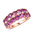 Karis Lab Created Pink Sapphire and Created White Sapphire 4.50 ctw Ring in 18K RG Plated (Size 10.0) - Sticky add to cart bar
