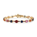 Karis Lab Created Multi Sapphire 13.20 ctw Rainbow Hues Bracelet in 18K YG Plated (7.25 In) - Sticky add to cart bar